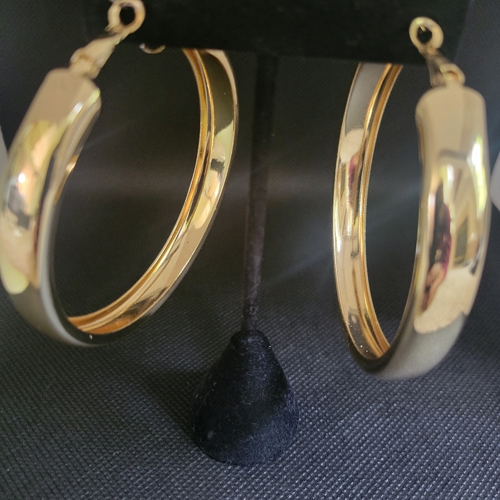 Large 14K Gold Plated Hoop Earrings